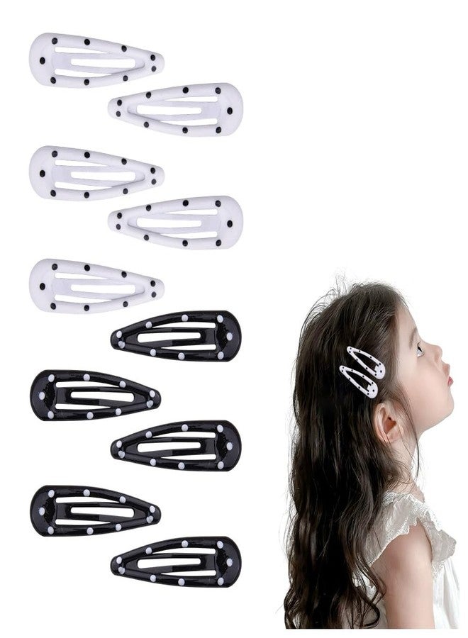 Kefley Polka Dot Snap Hair Clips Cute Black White Dotted French Hairpins Barrettes Snap Clips for Hair Clips Pins Non Slip Small Aesthetic Water-Drop Hairclips Barrettes Set of 10 - Image 1